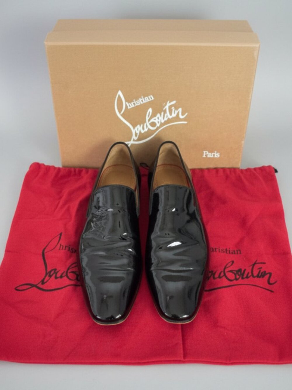 Christian Louboutin Dandelion Black Patent Leather Tuxedo Loafers 9